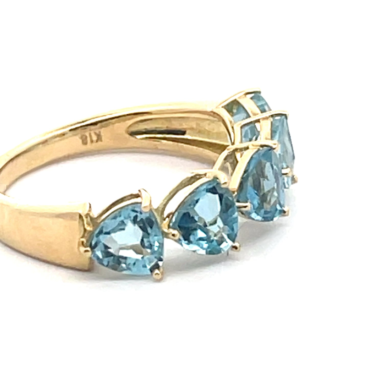 K18YG Heart Blue Topaz Ring Size US 6.5