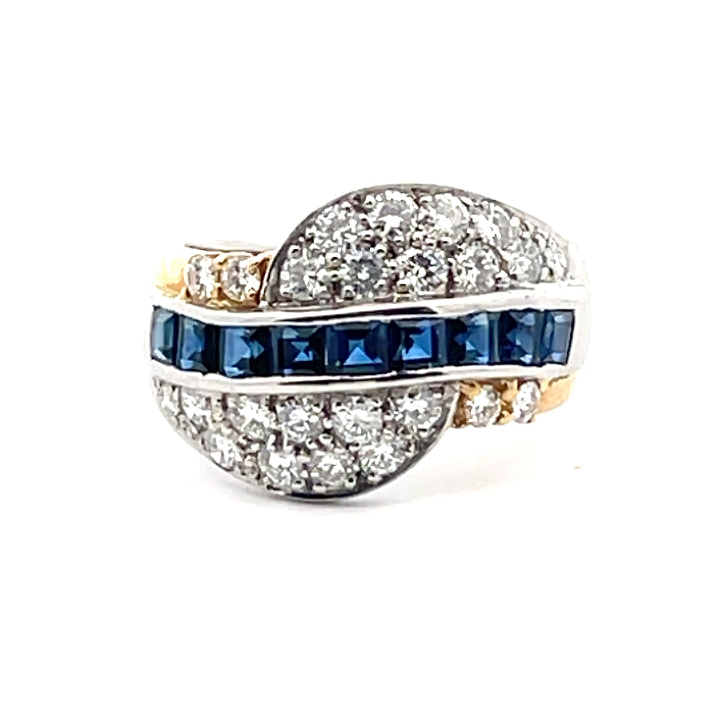 K18WG D1.18cts 0.8ct Sapphire & Diamond Ring Size US 6