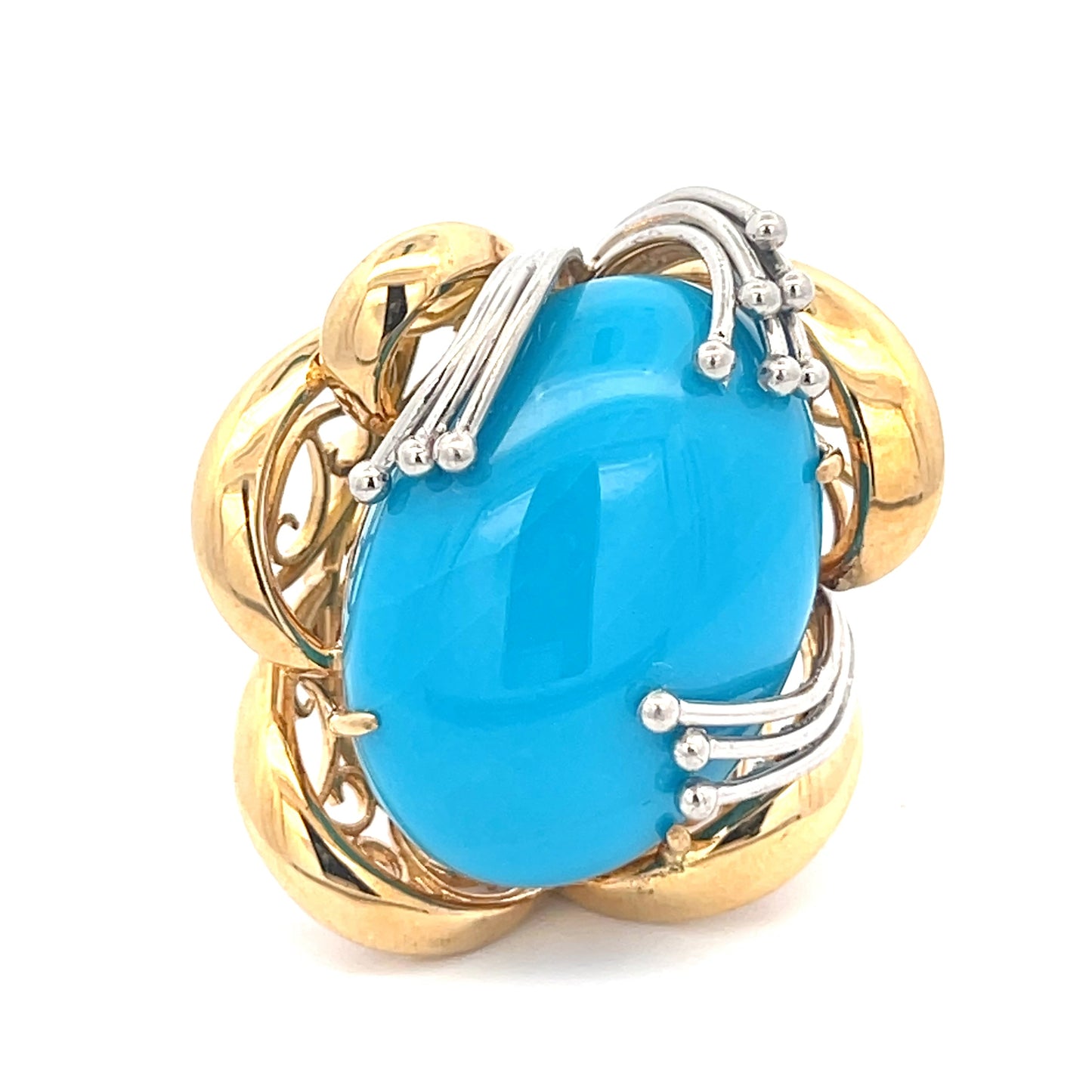 K18YG 21.8g Turquoise Power Ring Size 8