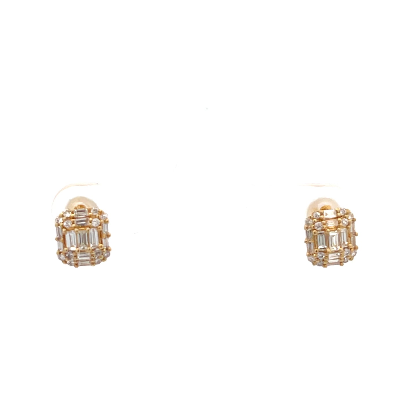 K18YG D0.60ct Baguette Stud Earrings