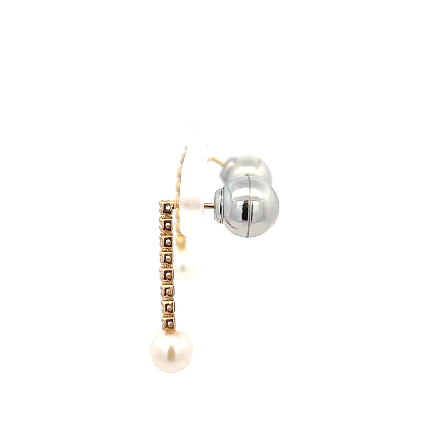 K18YG D0.200ct Pearl Dangling Earrings