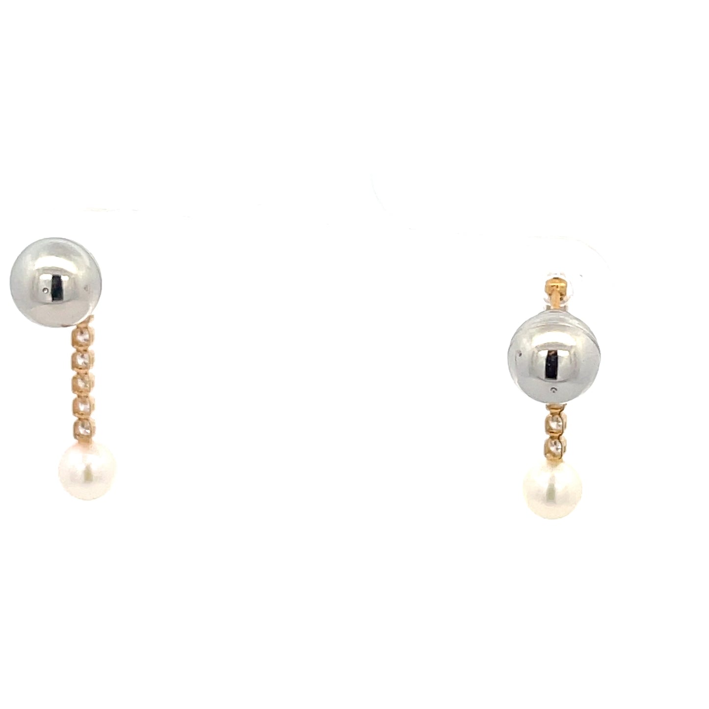 K18YG D0.200ct Pearl Dangling Earrings