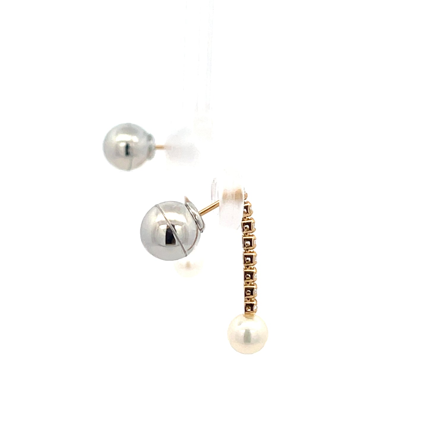 K18YG D0.200ct Pearl Dangling Earrings