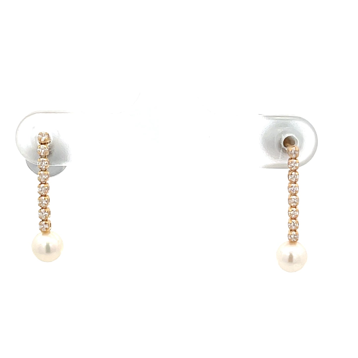 K18YG D0.200ct Pearl Dangling Earrings