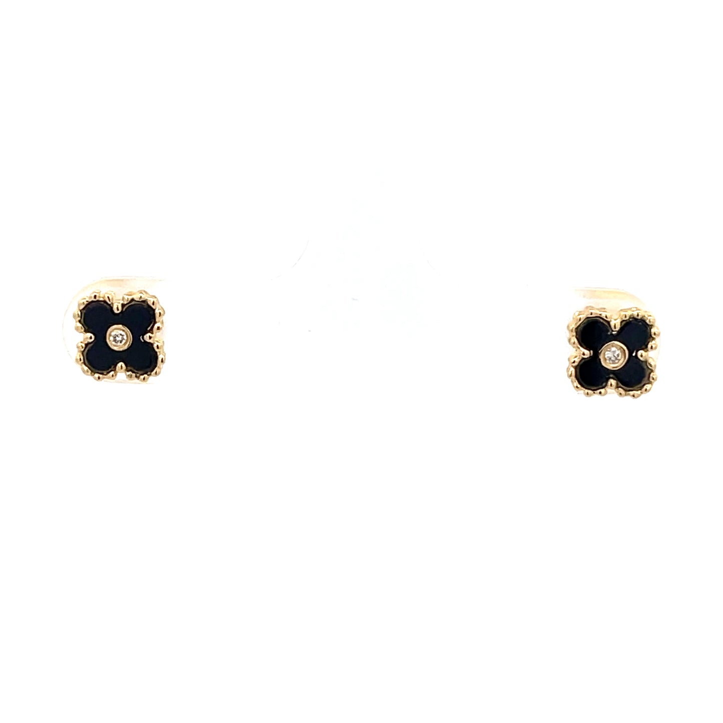 K18 YG Onyx Earrings D0.03 0.03