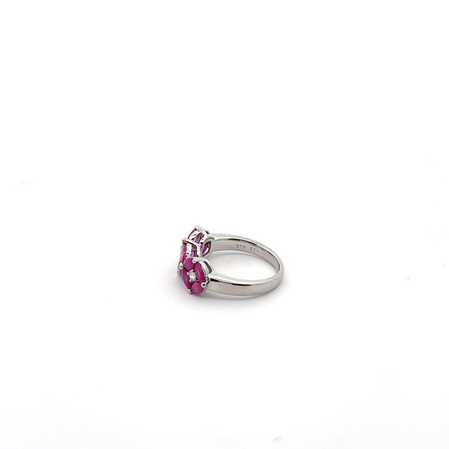 Pt950 1.85ct Flower Ruby with D0.120ct RING US 5.5