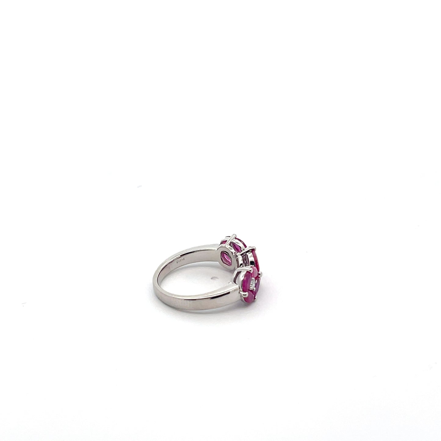 Pt950 1.85ct Flower Ruby with D0.120ct RING US 5.5