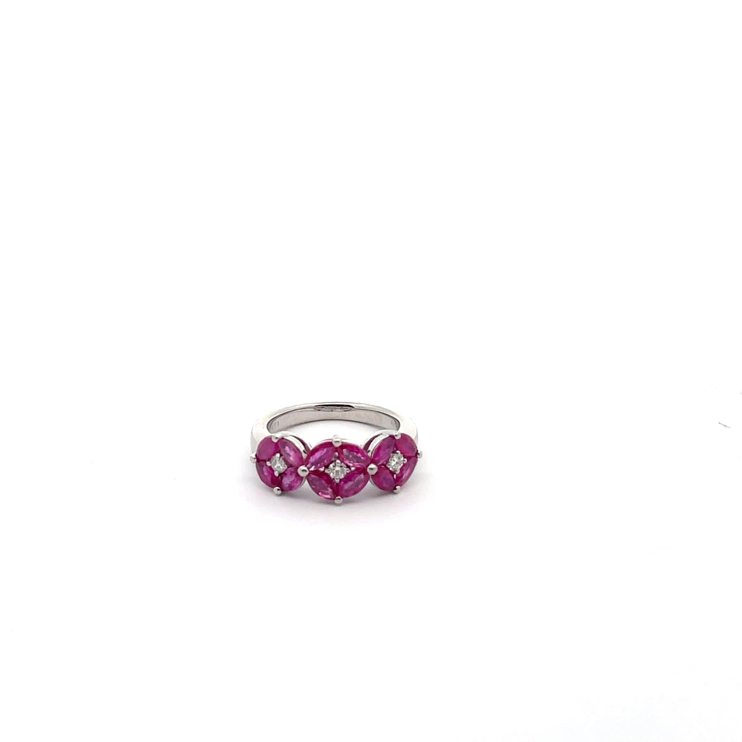 Pt950 1.85ct Flower Ruby with D0.120ct RING US 5.5