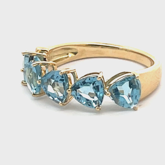 K18YG Heart Blue Topaz Ring Size US 6.5