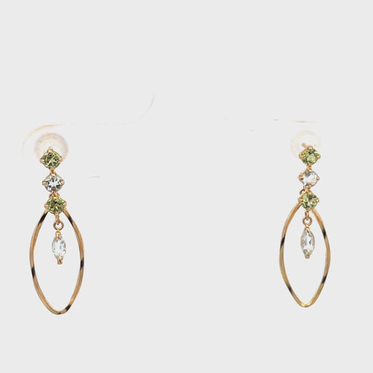 K18YG Citrine & Peridot Dangling Earrings