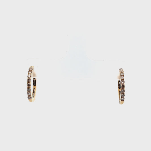 K18YG D0.3ct Diamond Hoop Earrings