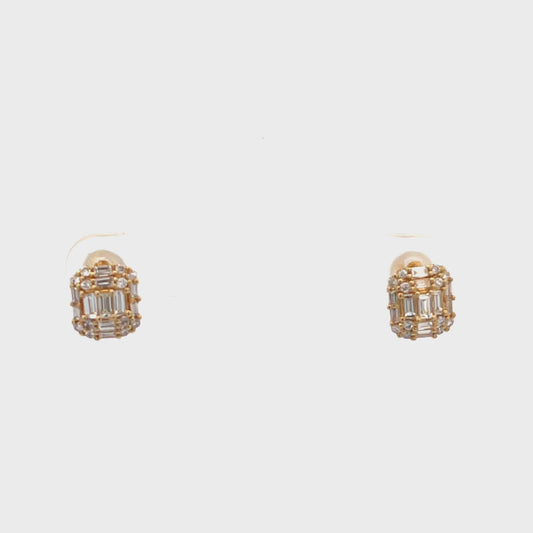 K18YG D0.60ct Baguette Stud Earrings