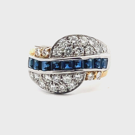 K18WG D1.18cts 0.8ct Sapphire & Diamond Ring Size US 6