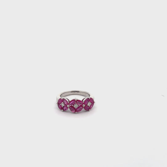 Pt950 1.85ct Flower Ruby with D0.120ct RING US 5.5